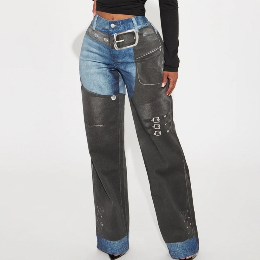 4 FOR $100  -  Fashion Nova Black and Blue Flare Jeans
